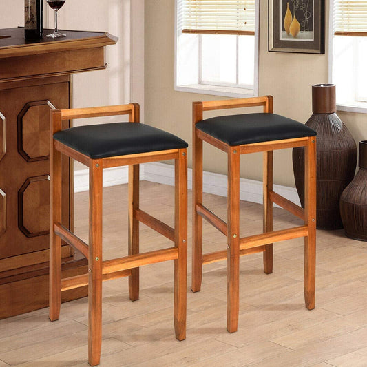ODEJIA Set of 2 Acacia Solid Wood Counter Height Bar Stool Chair - ODEJIA Bar Stool