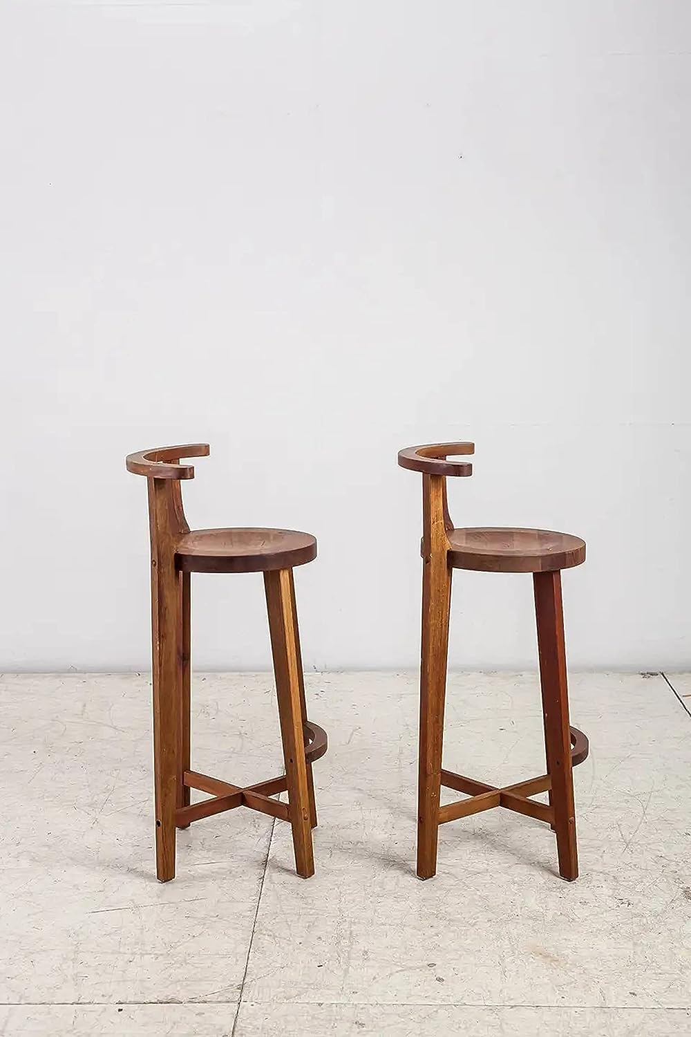 ODEJIA Sheeesham Sheesham wood Round bar Chair Rounded Back Rest With Arm Rest - ODEJIA Bar Chair